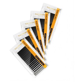 NAGARAKU Pack of 5 Eyelash Extensions Classic Individual 1:1 Eyelashes Individual Eyelashes Natural Semi Permanent Soft Eyelash Accessories Matte Black Single Lash Extension 16 Rows 0.20 mm C Curl
