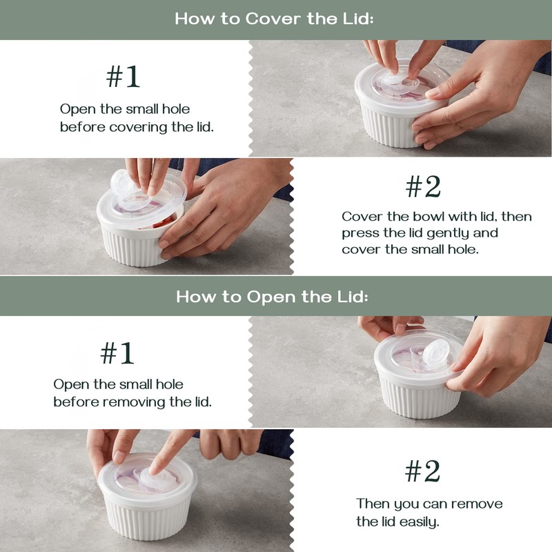 DOWAN Ramekins with Lids 6 oz Oven Safe, Creme brulee