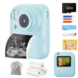 Children Instant Print Photo Kids Camera Digital Camera for Kids Photography Thermal Printer Video Baby Interesting Diy Christmas Gift,valentine Durable polaroidpictures print camera - Colour: Blue