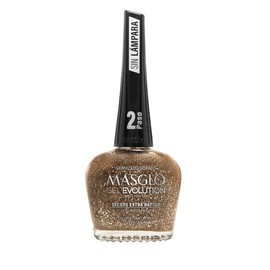MASGLO- GEL EVOLUTION Esmalte de Uas Efecto Gel, Sin Lmpara UVLed, Duracin Hasta 12 das,Tono-TIZA. (GRANIZADO DORADO)                                 