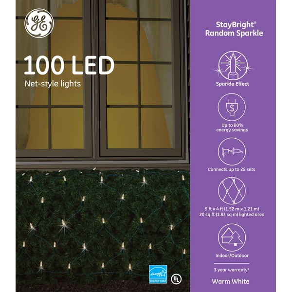 GE StayBright Random Sparkle 100 LED Net-Style Lights - Warm White