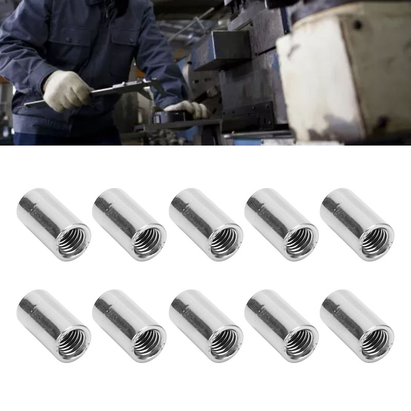 10Pcs Round Coupling Nut Stainless Steel Female Thread M10 Connector