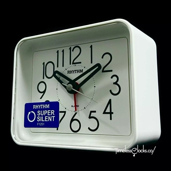Rhythm NEW Rhythm Okiro White Retro Non-Ticking Desk Alarm Clock