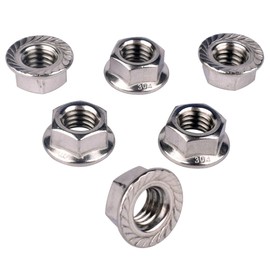 KOSJETHAS - Tuercas hexagonales de brida dentada de 1/4"-20, acero inoxidable 304 18-8, rosca gruesa UNC, rosca completa, paquete de 20