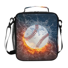 XUWU Baseball Lunch Box Insulated Lunch Bag Reusable Cooler Lunch Tote Bag Portable Lunch Bag with Shoulder Strap for Student Boys Girls School Offices Camping