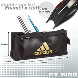 Mitsubishi Pencil Adidas Pencil Case AI04 Black Gold Enamel x Fabric Double Pocket PT1400AI04B25