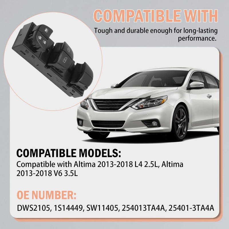 25401-3TA4A Power Window Switch Driver Side Compatible with Nissan Altima