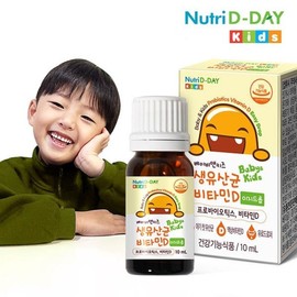 Nutrididay 뉴트리디데이 베이비앤키즈 생유산균 비타민D 이지드롭 1병 10ml NutriDay Baby & Kids Probiotics Vitamin D Easy Drops 1 Bottle 10ml