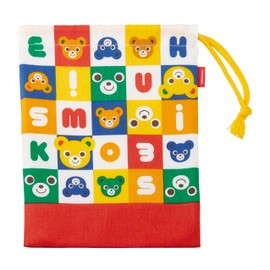 Miki House 15-4153-689 Cup Bag, Cup Holder, Drawstring Bag, Logo, Bear, Rabbit, Made in Japan, For Boys, Girls, Babies, Kids, Kindergarten, Nursery School, Children's Clothes, Multicolor