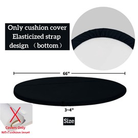 FSJITF Outdoor Weatherproof Sunproof Waterproof Round Bed Cover, with Elastic Round Sofa Sun Bed Cushion Cover, Replacement Patio Furniture Daybed Cover, Cover ONLY (Black, 66in)