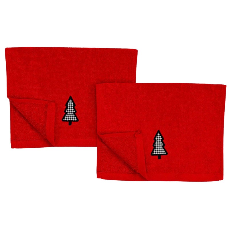 Decorative Christmas Theme Red Towel Set: Luxury Bathroom Fingertip Towels,