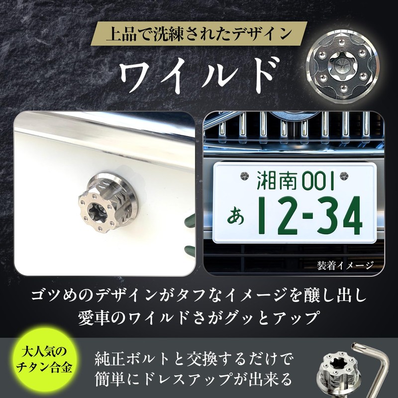 RENPA Titanium Alloy License Plate Dedicated Bolt with Wild Design,