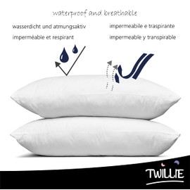 Twillie Set of 2 Waterproof Pillow Protectors 50 x 50 cm - Oeko Tex® Certified - Anti-Mite - Made in Europe - Pillow Cover 100% Jersey Micro Breathable - Ultra Thin, Ultra Soft – Zipper