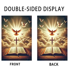 Nuxovilar Christian Faith Garden Flag 12X18 IN Double Sided Bible, Cross & Holy Spirit Dove Religious Garden Flags for Home Church Yard Outside Decoration