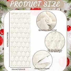 Roshtia Christmas Table Runner Soft Plush Faux Fur Jacquard Christmas Tree Tabletop Runner 13 x 72 Inch Winter Xmas Kitchen Dining Table Decor for Xmas Home Indoor Outdoor Holiday Party Decor(Beige)