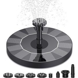 AISITIN Solar Bird Bath Fountain Pump, Solar Fountain Pump for Bird Bath with 6 Nozzles, Solar Powered Water Fountain Pump for Garden, Ponds, Pool, Fish Tank and Outdoor, 1.5W, 1.5W-New