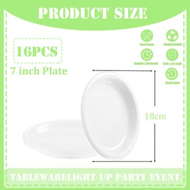 16Pcs White Paper Plates Party Supplies,7" Round Dessert Plate Dinner Luncheon Plates Plates Tableware Creative DIY Paper Plates Solid Color Party Plates for Kids Adult Birthday,BBQ,Picnic