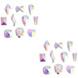 Housoutil 200pcs Ab Crystal Flatback Rhinestones Mixed Shapes for Nail Charms Accessories Stunning Manicure Gems for Creative Nail Designs Home Decor