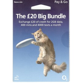 O2 PAY & GO THE £20 Big Bundle Nano Sim card