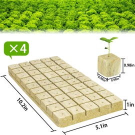 Halatool Halatool 1 Inch Rockwool Cubes Garden Rock Wool Stonewool Grow Cubes Starter Plugs for Hydroponics Soilless Cultivation Clone Plants Germination Start (4 Sheets of 200 Cubes)