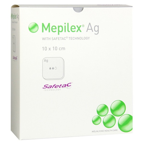 Mepilex Ag Foam Dressing, 10 x 10 cm, Sterile, Pack of 10
