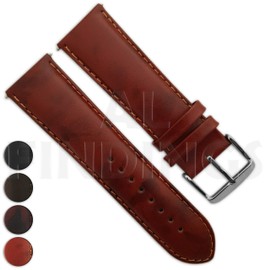 Genuine English Calf Grain Leather Watch Strap Band Mens Padded : SS Buckle (25) (20mm, Tan)