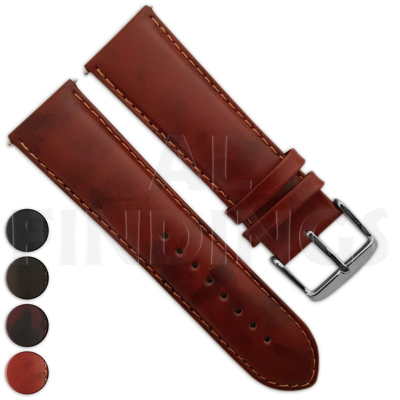 Genuine English Calf Grain Leather Watch Strap Band Mens Padded