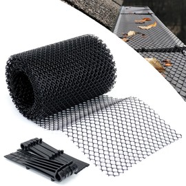 Air Jade Gutter Guard, 6" x 20Ft Plastic Gutter Guards Mesh, Gutter Leaf, Twig, Branch Filter with Clips for Easy DIY Installation, Universal Fit 4", 5", 6" Gutter System, Black