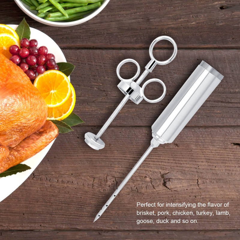 Stainless Steel BBQ Meat Marinade Injector Turkey 3 Seasoning Flavor