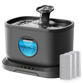 Petlipo Pet Water Fountain, Cordless Cat Water Fountain for Cats Indoor, 2.5L/84oz Battery Operated Water Fountains, BPA-Free Premium Cat Fountain, Ultra-Quiet & Easy to Clean Black with 3 Filters