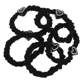 VICASKY 5pcs Black Heart Charm Hair Elastics Bands for Women Thick High Elasticity Ponytail Ties No Damage Hair Accessories with Stylish Heart Detail for Casual and Formal Use