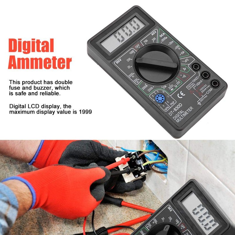 DT830D Mini Digital LCD Display Multimeter, Summer Voltmeter, Ammeter, Ohmmeter,