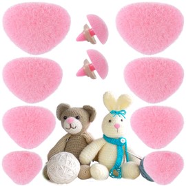 CustomyLife 32pcs Safety Noses for Amigurumi, 11/15/17/18mm Plastic Doll Noses for Crochet, Flocking Teddy Bear Noses Stuffed with Washers for Craft Puppet Plush Toy Accessories- Pink