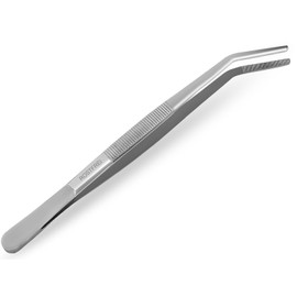 Premium Kitchen Tweezers | Barbecue Tweezers | Cooking Tweezers | Stainless Steel | Gourmet Quality | Curved Design (25.0 cm)