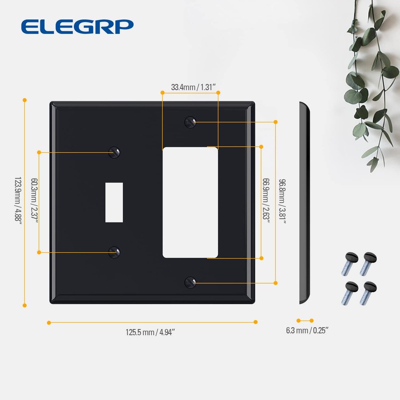 Combination Wall Plate ELEGRP 2-Gang 1-Toggle Light Switch 1-Decorator/GFCI Device