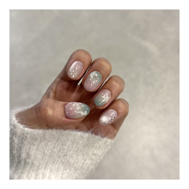 5 types of snowflake magnetic nails, knitted nails, glass beads