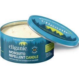Cliganic Natural Mosquito Repellent Candle (Large 22oz) | Citronella, DEET Free, Essential Oil Infused for Outdoor, Camping | Burns 40 Hours