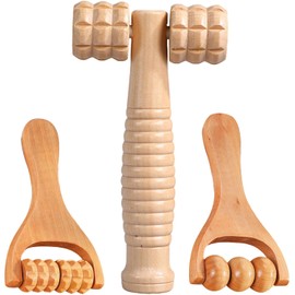 3 rodillos de masaje de madera rodillo masajeador pies multifuncional herramienta masaje corporal y pies para aliviar tejidos relajar músculos y terapia acupresión.