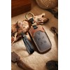 ontto Two-tone Patchwork Leather Car Key Cover Smart Remote Key