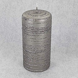 G Decor Grey Silver Candles perfect for decoration, gift, Christmas, dinner party, family evening, and more! (Large Pillar)