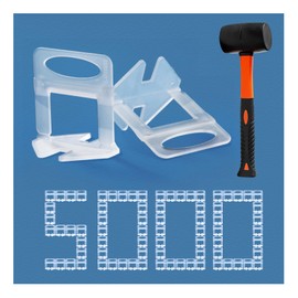 Tile Leveling System 1/16" Spacers Tile Leveler Clips DIY Tile Leveler Spacers 5000 Pcs and Tools Harden Rubber Mallet Hammer 16 oz for Professional Ceramic Tile and Stone Installation