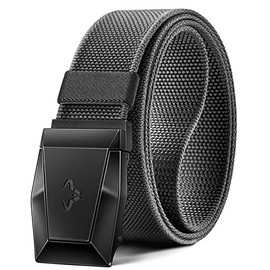 BULLIANT Tactical Belt for Men, Military Hiking Rigger Heavy Duty Nylon Web Work Belt 1.5" with Quick Release Metal Buckle,Dark Gray2761,38"-42" Waist Adjustable
