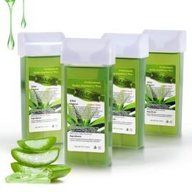 Liddy Dance Hair Removal Wax, Wax Refill, Soft Wax Roller Cartridge for Roll on Waxing Kit, Aloe Depilatory Rolling Wax for Sensitive Skin, 4 Pack (14.1 OZ)