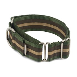 If It Barks - 1.5" Martingale Collar for Dogs - Stripe Design - Adjustable - Strong and Comfy Nylon - Ideal for Training - Made in USA - Large, Hiker