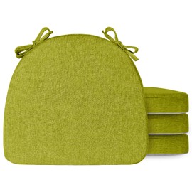 Kitchen Chair Cushions for Dining Chairs Indoor Seat Cushion with Ties Foam 2" Thick U Shaped Slip Resistant Wood Bar Stool Office Farmhouse Desk Chair Pads Set of 4 16"x17" Yellow Green Home Decor