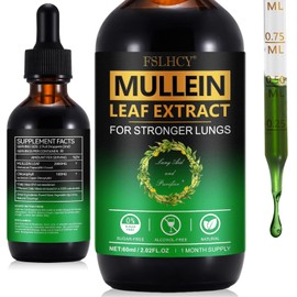 Mullein Tropfen, Königskerzen Tropfen, Königskerzenblatt Tropfen Mullein Leaf Liquid Drops für Lunge zur Lungenreinigung Vegane Schnelle Absorption 60ml (1er pack)