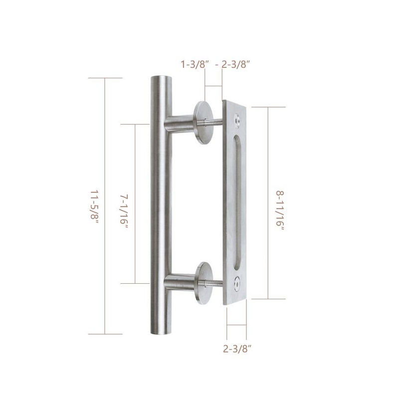 ZEKOO 12'' Sliding Barn Door Handle Hardware Two-Side Design Black