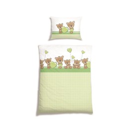 Kuschelino Children's Bed Linen / 100% Cotton / 100 x 135 cm Available Colour: Green Size: 100 cm x 135 cm, Weave: Renforcé