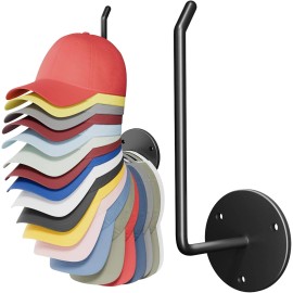 Lumigens Hat Organizer, Holds Up to 20-25 Hats, Rack, Hooks for 1 Pack, Black
