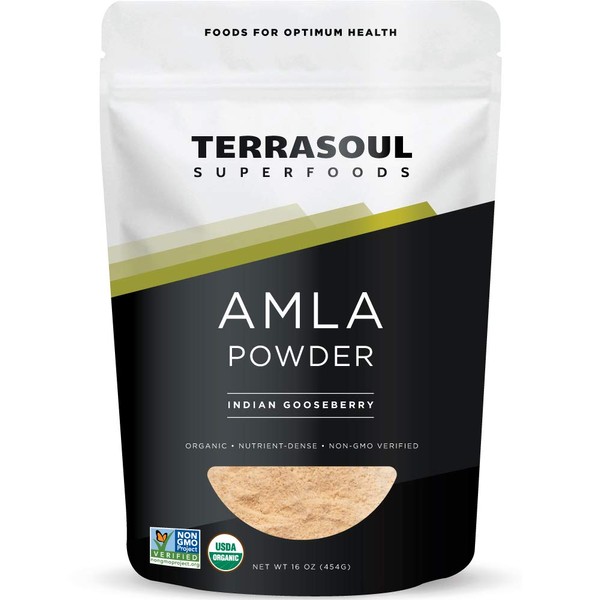 Terrasoul Superfoods Organic Amla Berry Powder (Amalaki), 16 Oz - Rich in Antioxidant Vitamin C | Supports Immunity